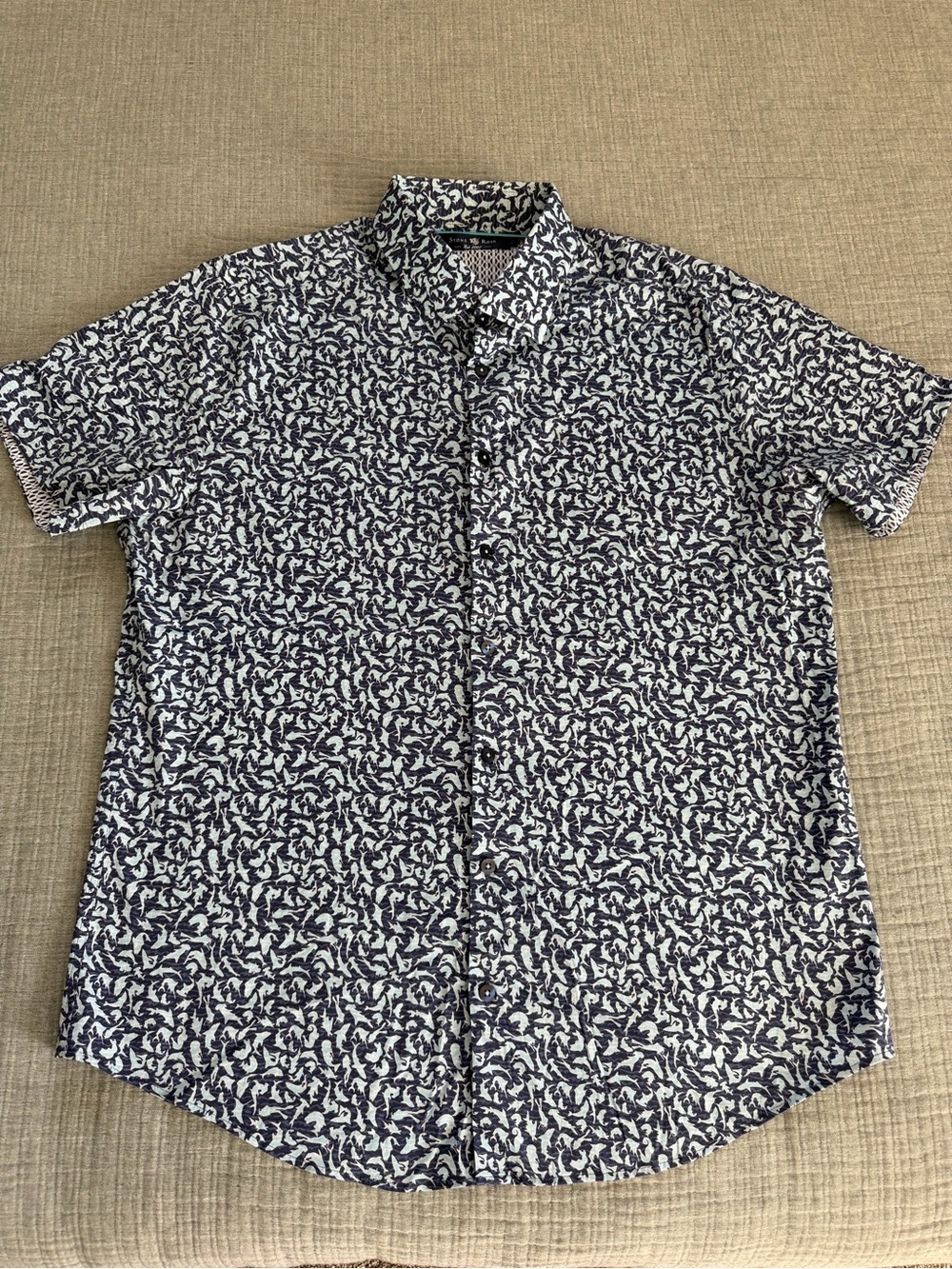 Stone Rose Navy and White Short-Sleeve Button-Down Shirt